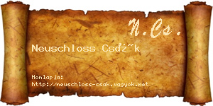 Neuschloss Csák névjegykártya
